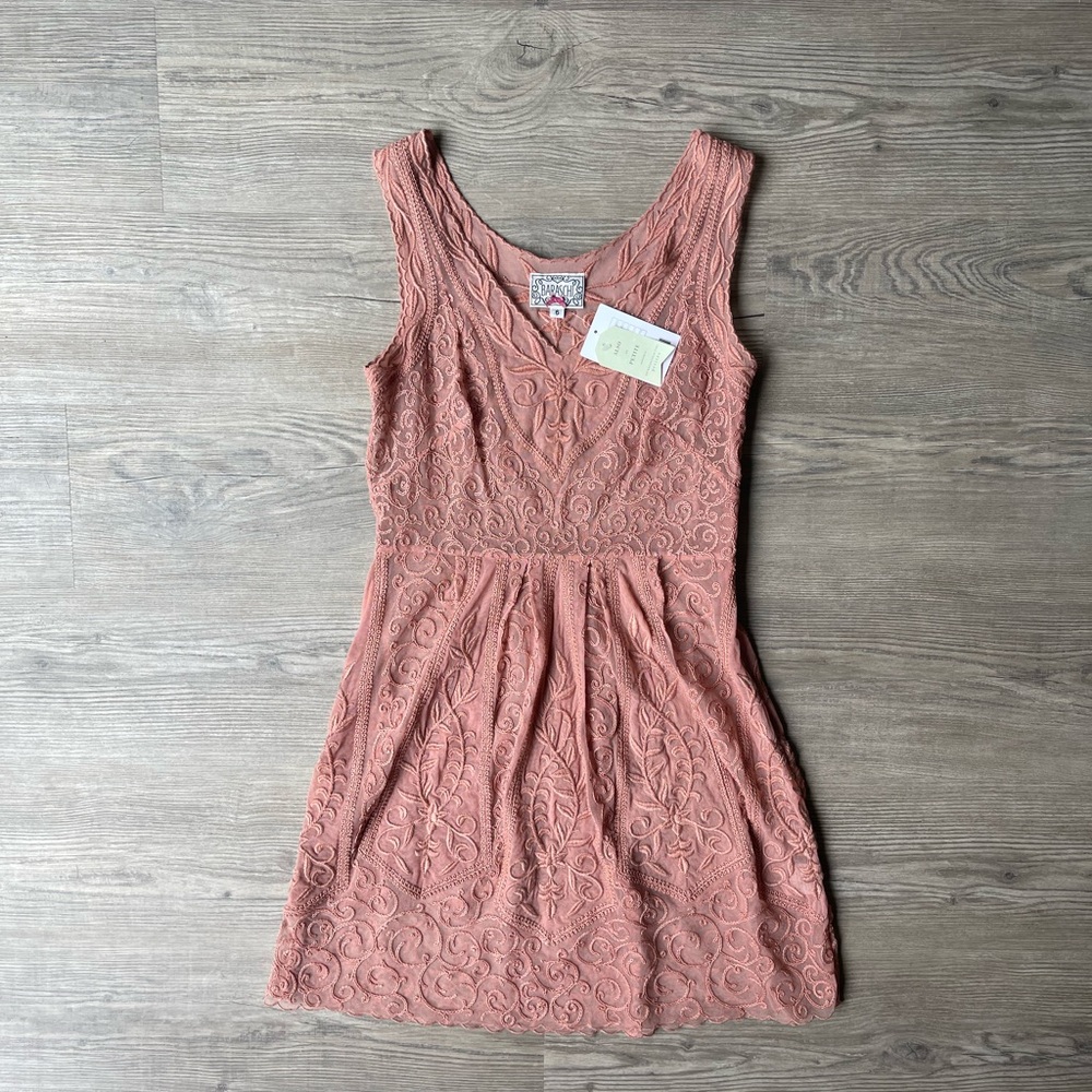 Anthropologie Baraschi Pink/ Rose Lace Dress, Size 6, NWT, Brand New $298